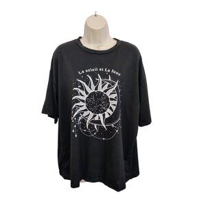 Shein T Shirt Womens Extra Small Black White Drop Shoulder Oversized Graphic Tee